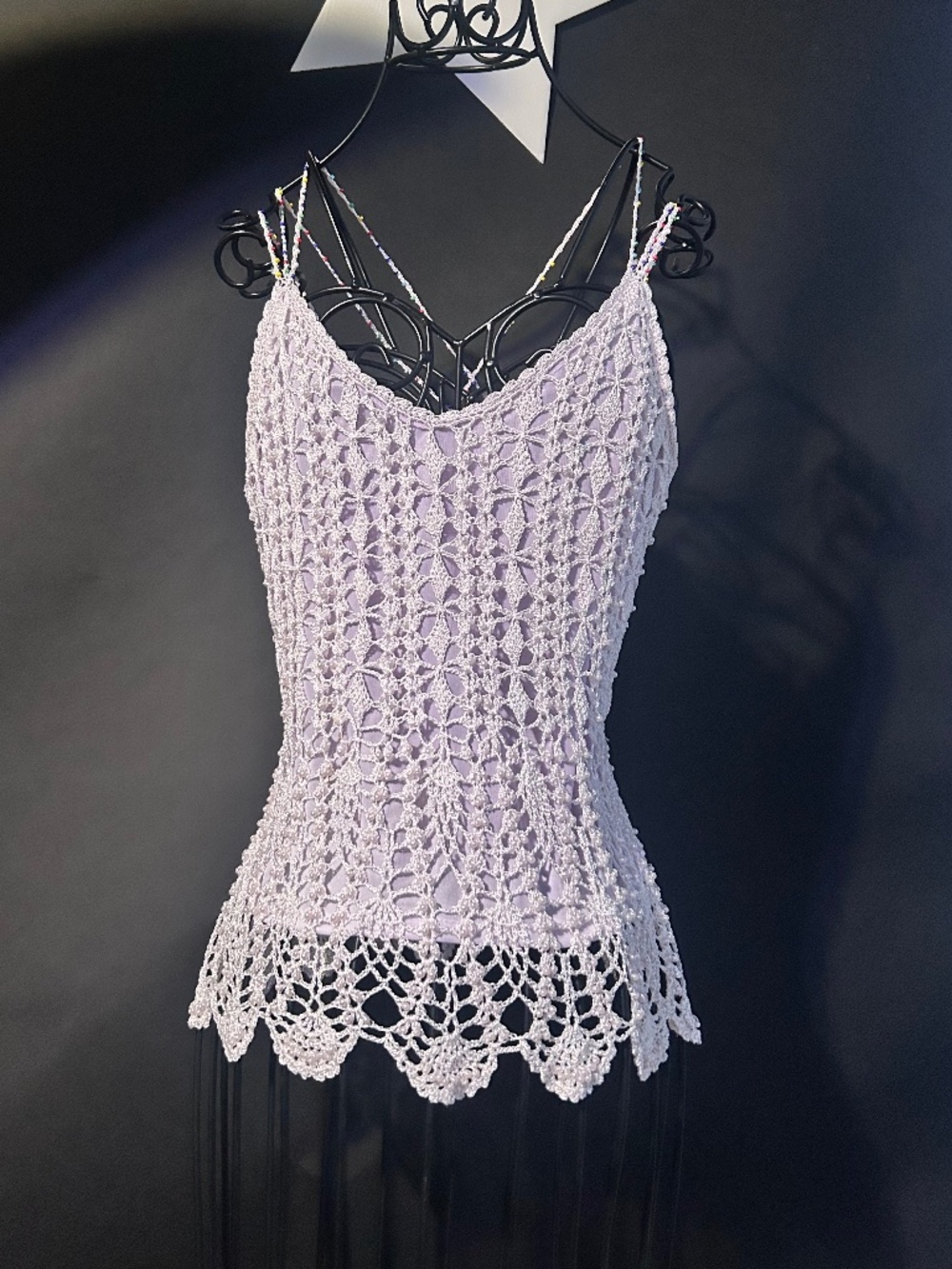 Beautiful Beaded weblike Tank Top